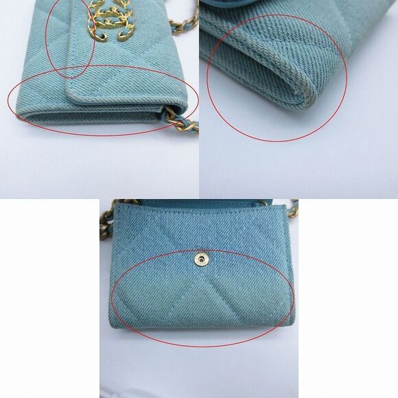 Chanel Mini Chanel 19 Flap Denim Chain Cross Bag Shoulder Bag Ladies 31st TNT - Picture 9 of 9